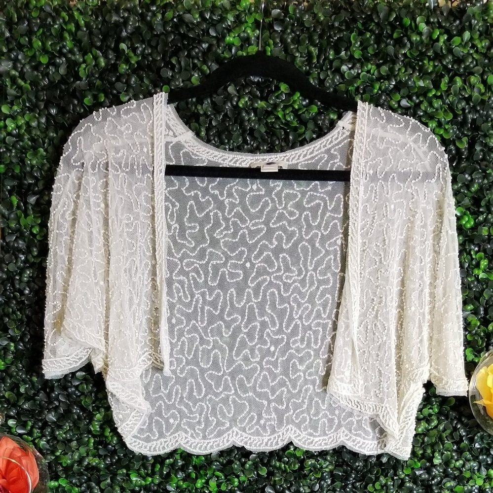 J. Crew Collection Sheer beaded cover-up
